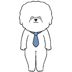 ビション・フリーゼがネクタイをしたイラスト