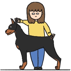 ドーベルマンがスタンディングポーズをするイラスト