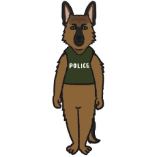 ジャーマン・シェパード・ドッグが立つイラスト