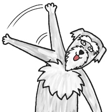 アイリッシュ・ウルフハウンドが手を振るイラスト