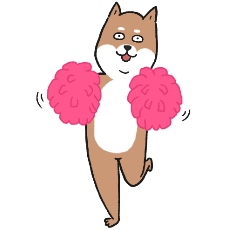 柴犬がポンポンを振って応援してくれているイラスト